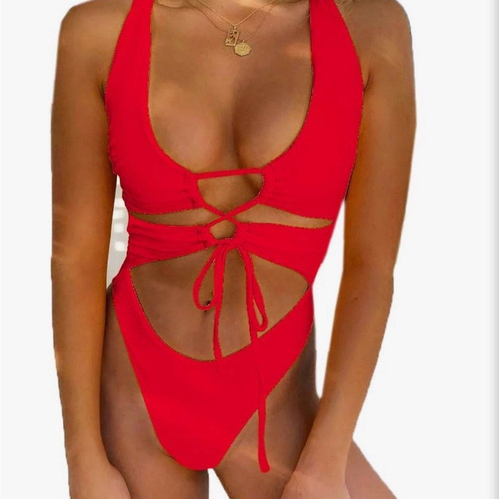 Red Cutout One-Piece Swimsuit